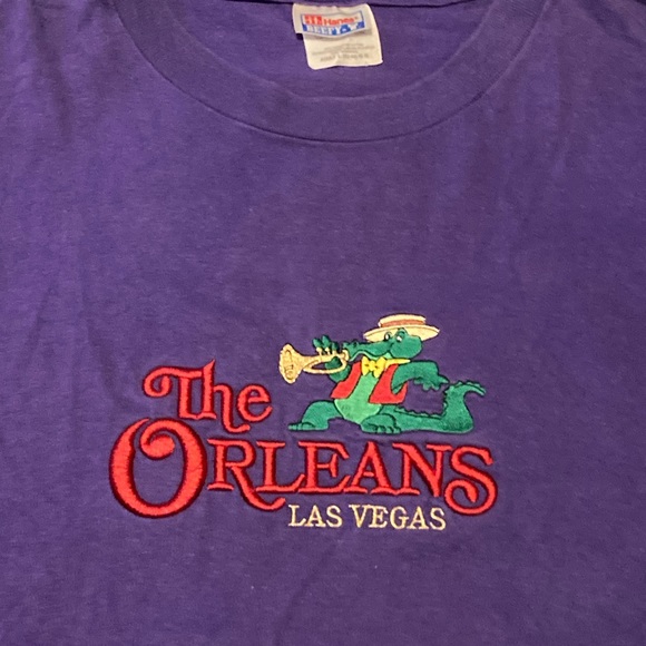 Vintage 90s The Orleans purple crocodile jazz beefy Hanes tshirt mens size large - Picture 2 of 6